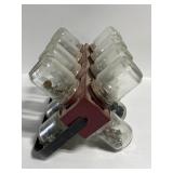 Glass jar screw storage rack