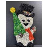 Vintage popcorn melted plastic snowman