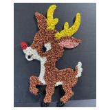 Vintage popcorn melted plastic Rudolph
