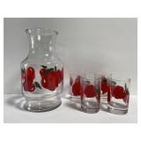 Vintage Anchor Hocking glass apple juice set