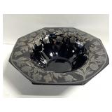 Black amethyst silver etched footed bowl
