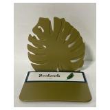 Pair of gold metal palm leaf bookends