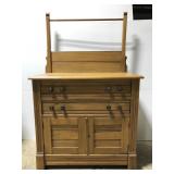 Antique wood wash stand w/ towel bar & eagle knobs