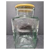 Large glass canister with lid