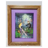 Disney sleeping beauty lithograph in wood frame