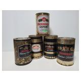 Five Henninger beer cans