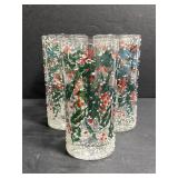 Set of spaghetti glass holiday tumblers