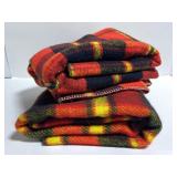 Lot of 2 vintage red plaid blankets