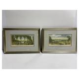 Pair of vintage framed French art prints