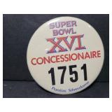 SuperBowl XVI concessionaire button