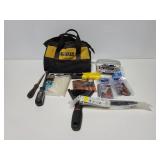 Small Dewalt tool bag w/ assorted hardware