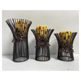 Set of 3 new bountiful harvest candle holders