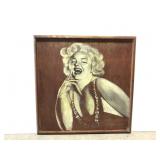 Vintage folk art Marilyn Monroe portrait on wood