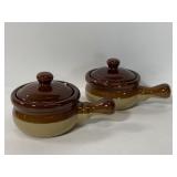 Pair of vintage stoneware soup crocks