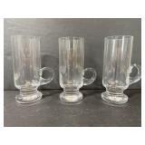 Set of 3 Irish coffee glass mugs