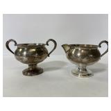Antique sterling silver creamer & sugar bowl