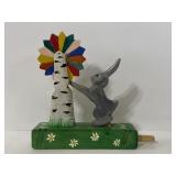Small handmade wood Russian rabbit toy