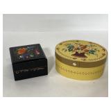 Pair of hand painted wooden boxes