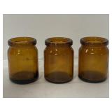 Lot of 3 petite old Amber glass vials