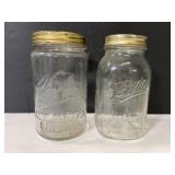 Pair of antique glass mason jars