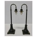 Two small model train street light lampposts