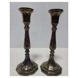 Two Sheffield silverplate candlesticks