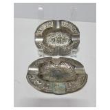 Two old embossed ashtrays - stamped