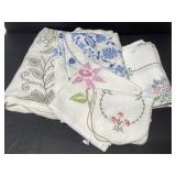 Lot of 6 vintage embroidered table linens