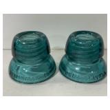 Pair of antique hemingray glass insulators