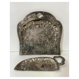 Vintage engraved silver toned crumb butler