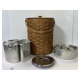 Vintage aluminum camp kit picnic in basket