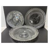Lot of 3 large cut glass serving trays