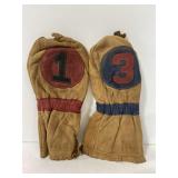 Pair of antique leather golf club covers