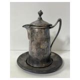 Reed & Barton antique silverplate kettle & saucer