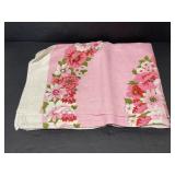 Large vintage hot pink floral table cloth