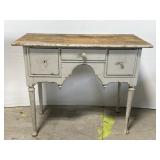 Antique chippy wood 3-drawer side table