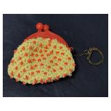 Vintage knit coin purse key chain