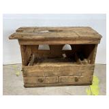 Antique wood horseshoeing toolbox