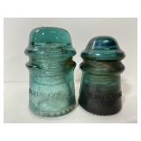 Pair of vintage hemingray glass insulators
