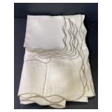 Vintage cream linen tablecloth & napkin set