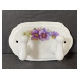 Porcelain floral painted wall hooks