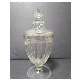 Clear glass candy dish with lid