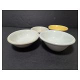 Four old vintage ceramic oval soap dish bowls
