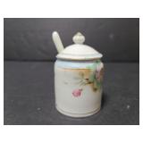 Tiny hand painted salt jar w/ spoon
