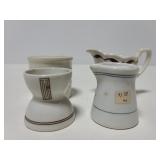 Vintage creamer, mini crock, and egg cup