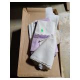 Box of assorted vintage white linens