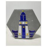 Handcrafted cement paver w/ tile/glass lighthouse