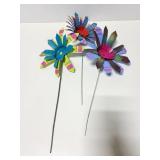 Handcrafted & painted metal yard flowers