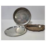 Three metal serving trays