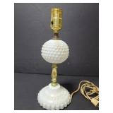 Milk glass hobnail lamp
